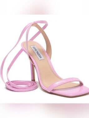 Steve Madden Pink Strappy Square-Toe Ankle-Tie Heels
